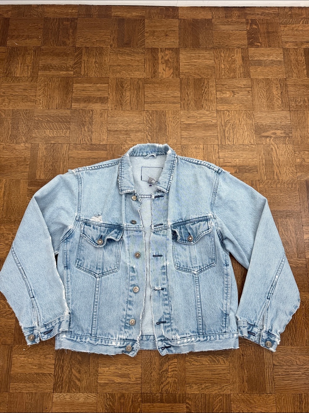 Vintage Express Light Blue Distressed Denim Jacket